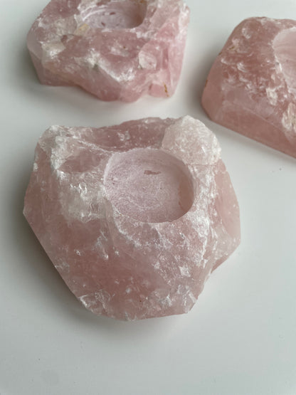 [原礦家居] 粉水晶原石燭台，一股溫暖又堅定的力量