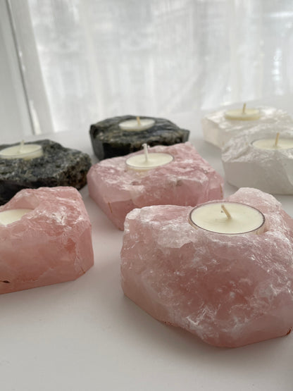 [原礦家居] 粉水晶原石燭台，一股溫暖又堅定的力量