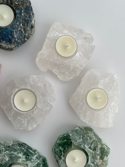 [原礦家居] 白水晶原石燭台，淨化且穩定環境中的磁場