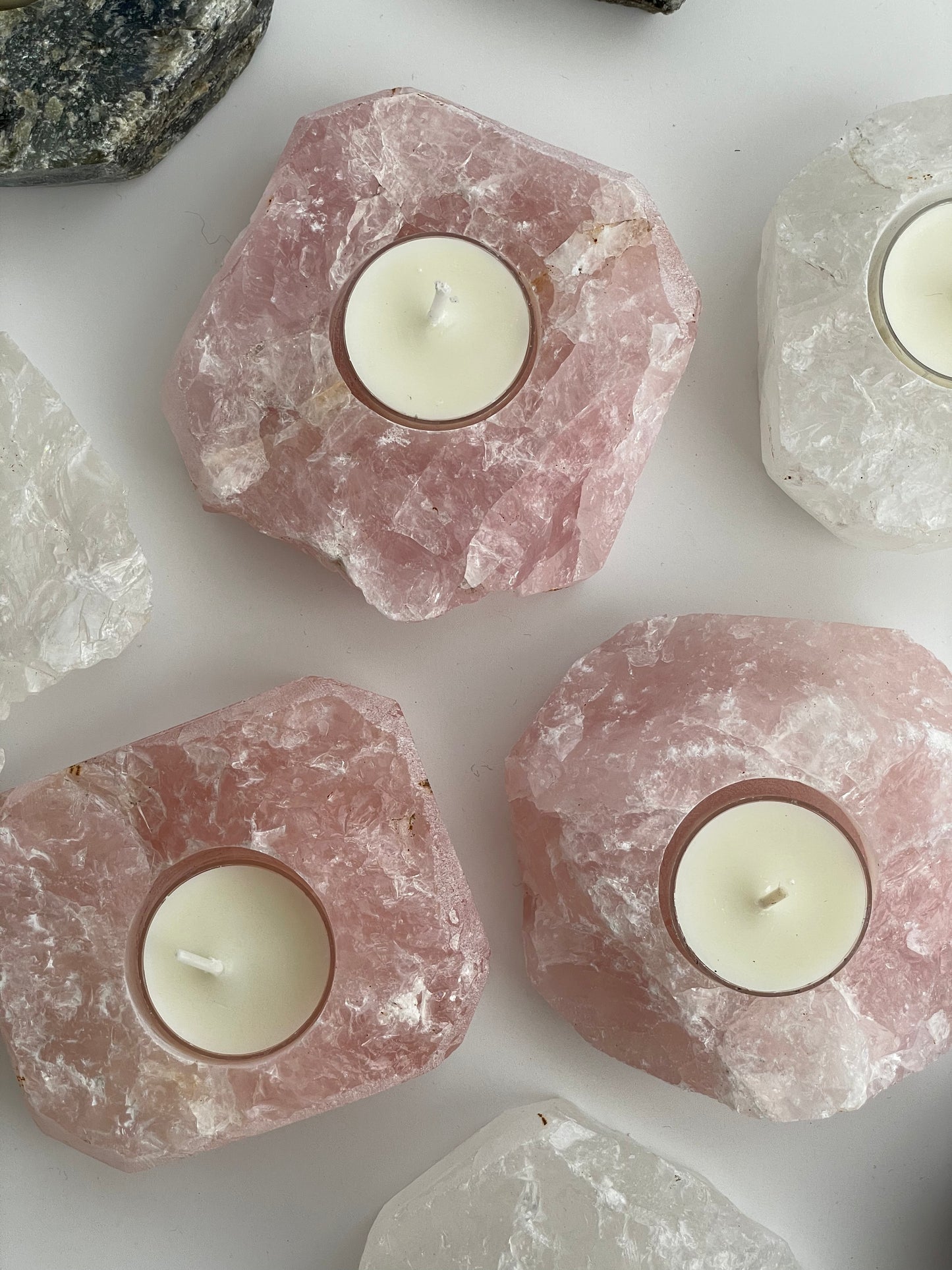 [原礦家居] 粉水晶原石燭台，一股溫暖又堅定的力量