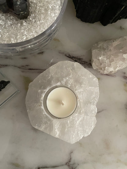 [原礦家居] 白水晶原石燭台，淨化且穩定環境中的磁場