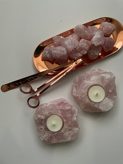 [原礦家居] 粉水晶原石燭台，一股溫暖又堅定的力量