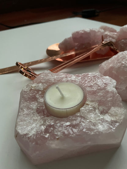 [原礦家居] 粉水晶原石燭台，一股溫暖又堅定的力量