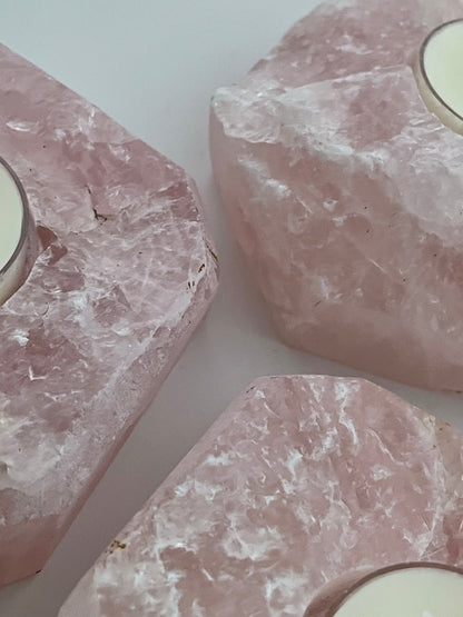[原礦家居] 粉水晶原石燭台，一股溫暖又堅定的力量