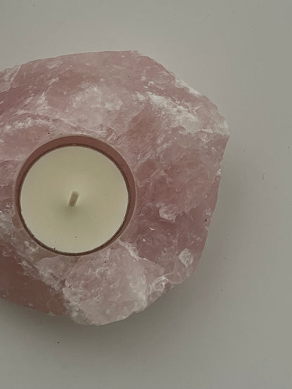 [原礦家居] 粉水晶原石燭台，一股溫暖又堅定的力量