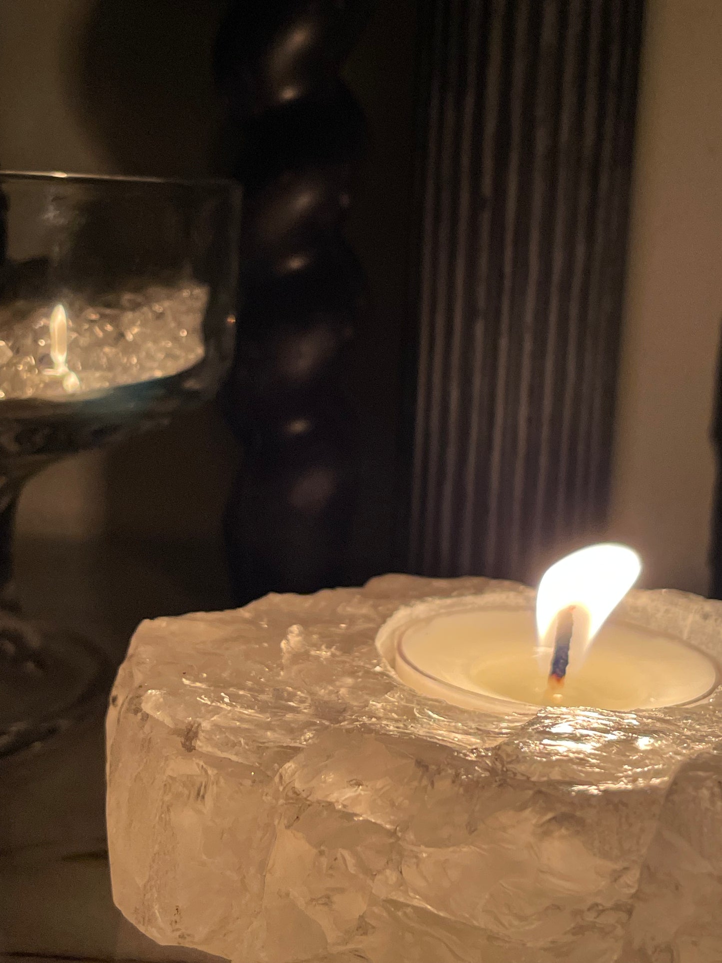 [原礦家居] 白水晶原石燭台，淨化且穩定環境中的磁場