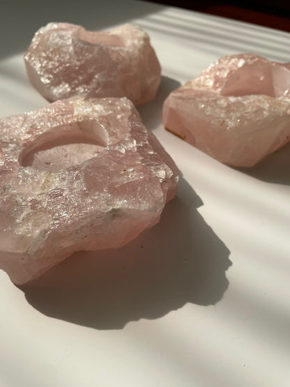 [原礦家居] 粉水晶原石燭台，一股溫暖又堅定的力量