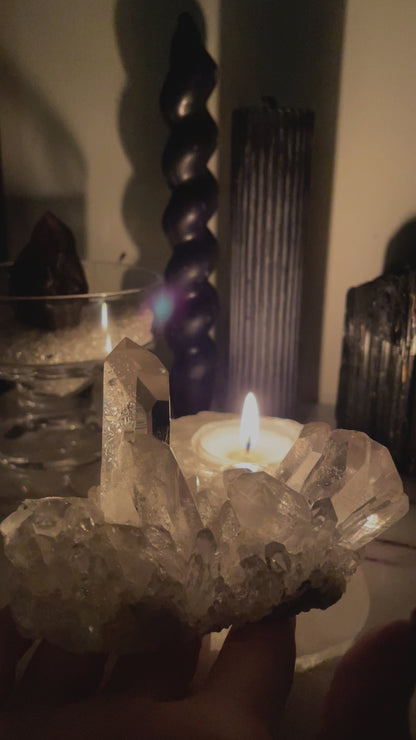 [原礦家居] 白水晶原石燭台，淨化且穩定環境中的磁場